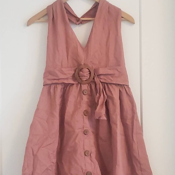 ASOS DESIGN halter neck mini button dress - Picture 4 of 7